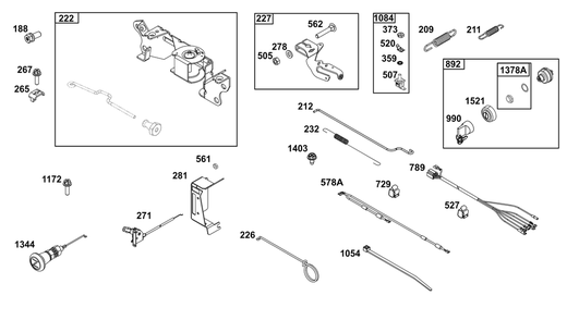 Controls Group Diagram and Parts List for 305447-0335-F1 200000 - 399999 Briggs and Stratton Engine